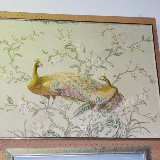 framed print on fabric - peacocks