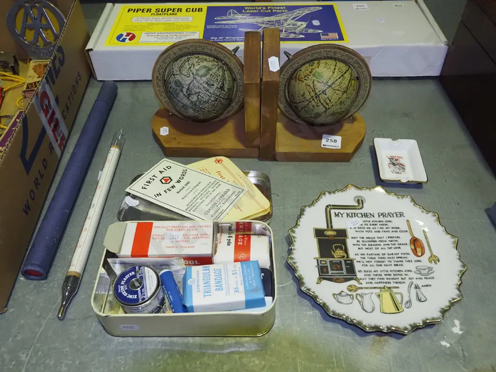 vintage first aid kits, thermometer, bookends etc Image 1++