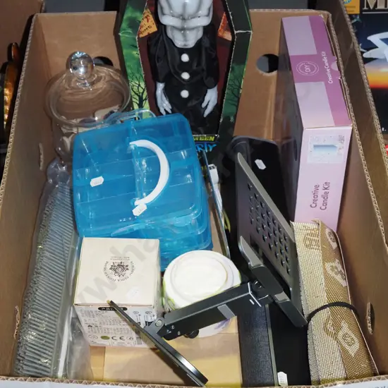 box; candle kit, placemats, speakers etc