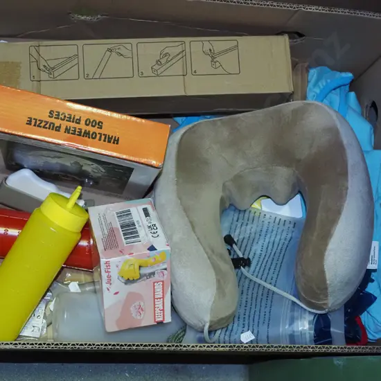 box; neck rest, halloween puzzle etc