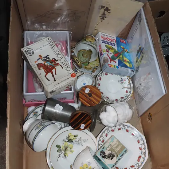 box; cups, plates, canisters etc