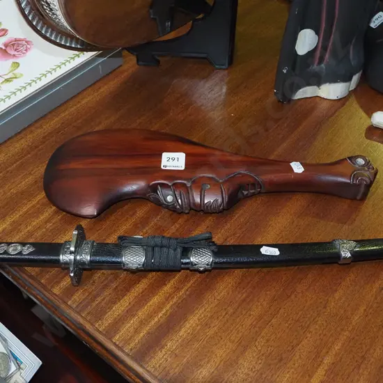 carved wooden souvenir mere, small souvenir sword