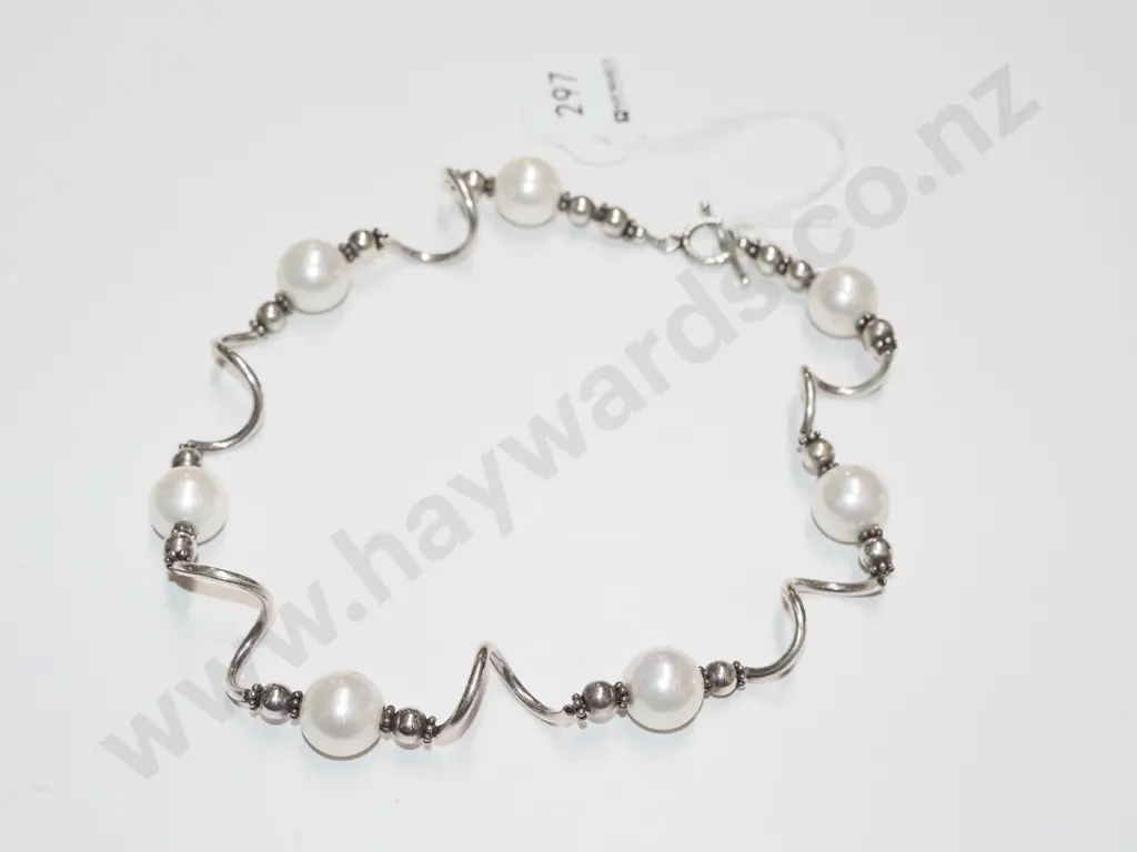 sterling silver imitation pearl necklace Image 1++