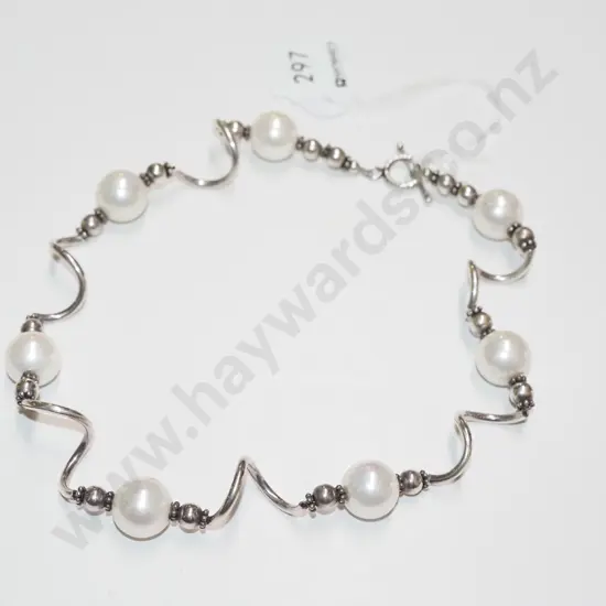sterling silver imitation pearl necklace