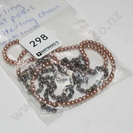 pearl & sterling silver chain necklace