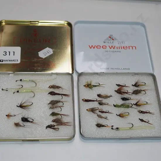 2x tins of fly fishing flies
