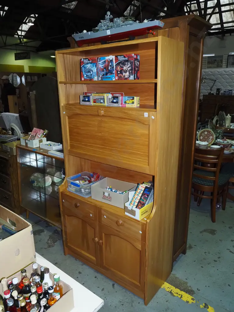 MDF and rimu veneer sideboard with drop desk, 2 doors, 2 drawers H-1800 W-920 D-395  Image 1++