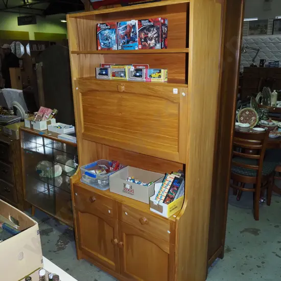 MDF and rimu veneer sideboard with drop desk, 2 doors, 2 drawers H-1800 W-920 D-395 