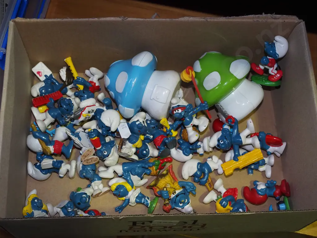 box of Smurfs and mushroom houses Image 1++