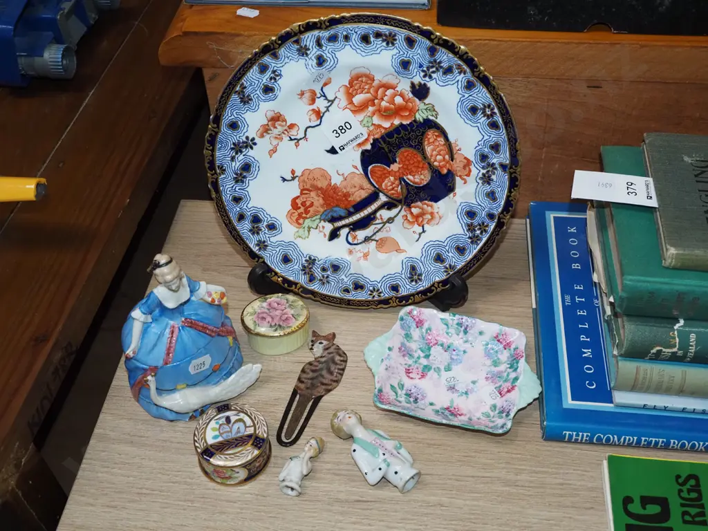 Royal Crown Derby plate, small trinket boxes, half doll, etc Image 1++