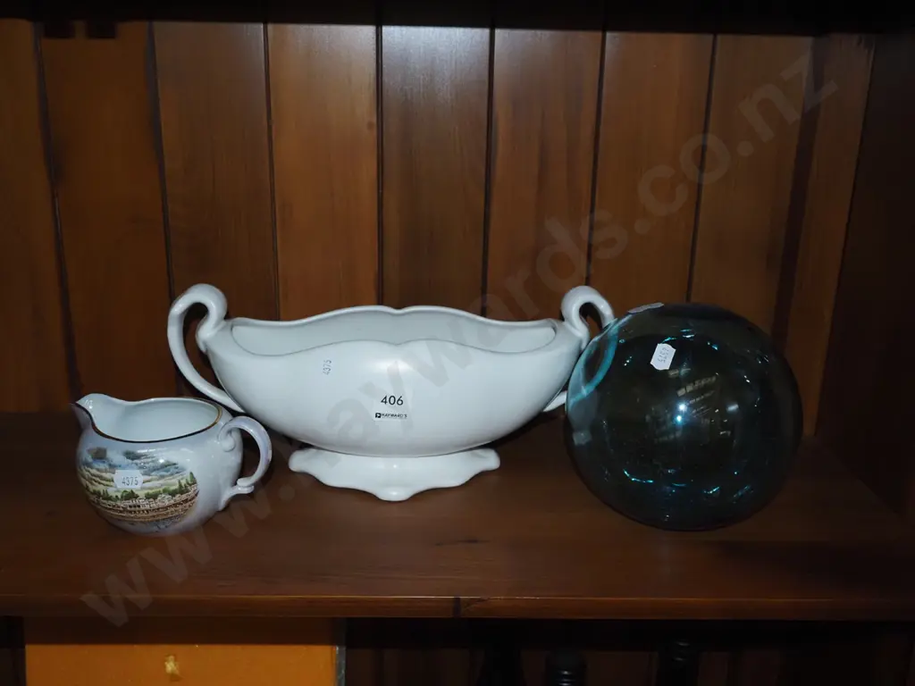 Grimwades souvenir jug, blue glass ornament, double-handled vase Image 1++