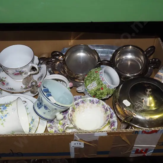 box; plated ware, ashtray etc