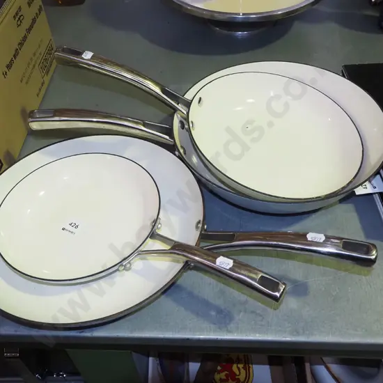4x graduated heavy enamel frying pans