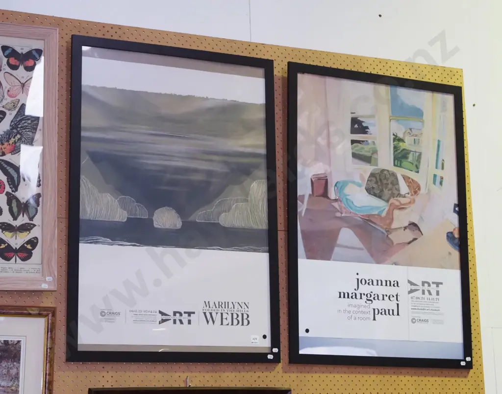 2x framed Dunedin Public Art Gallery poster prints - black dots Image 1++