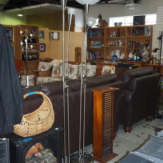 pair of matching standard lamps and uplights