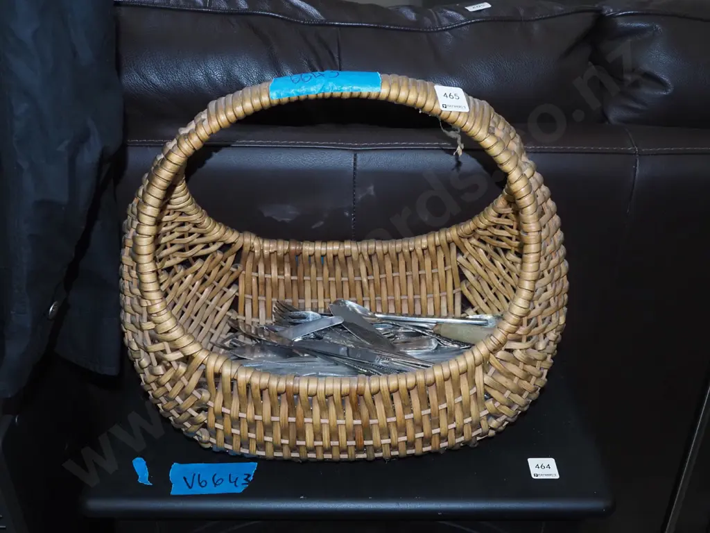 retro plastic cane moon basket and cutlery Image 1++