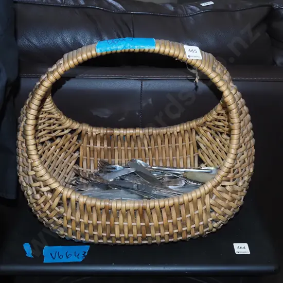 retro plastic cane moon basket and cutlery