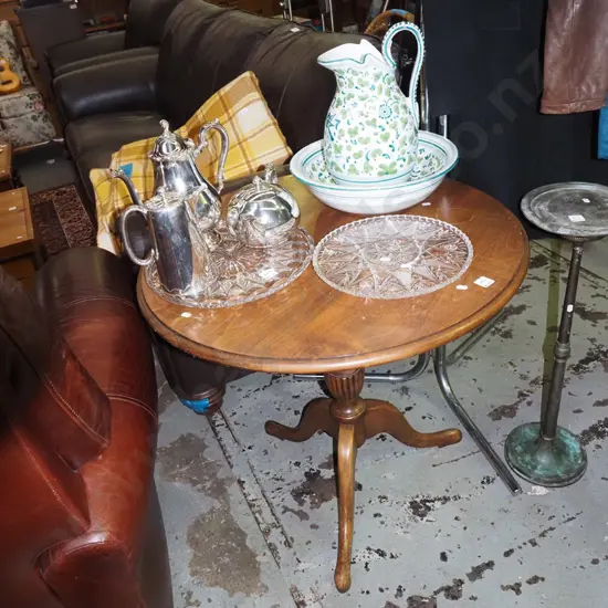 beech pedestal occasional table - water marks H730 Diam740