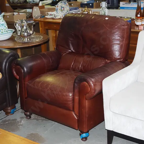 Kovacs natural brown leather reclining armchair