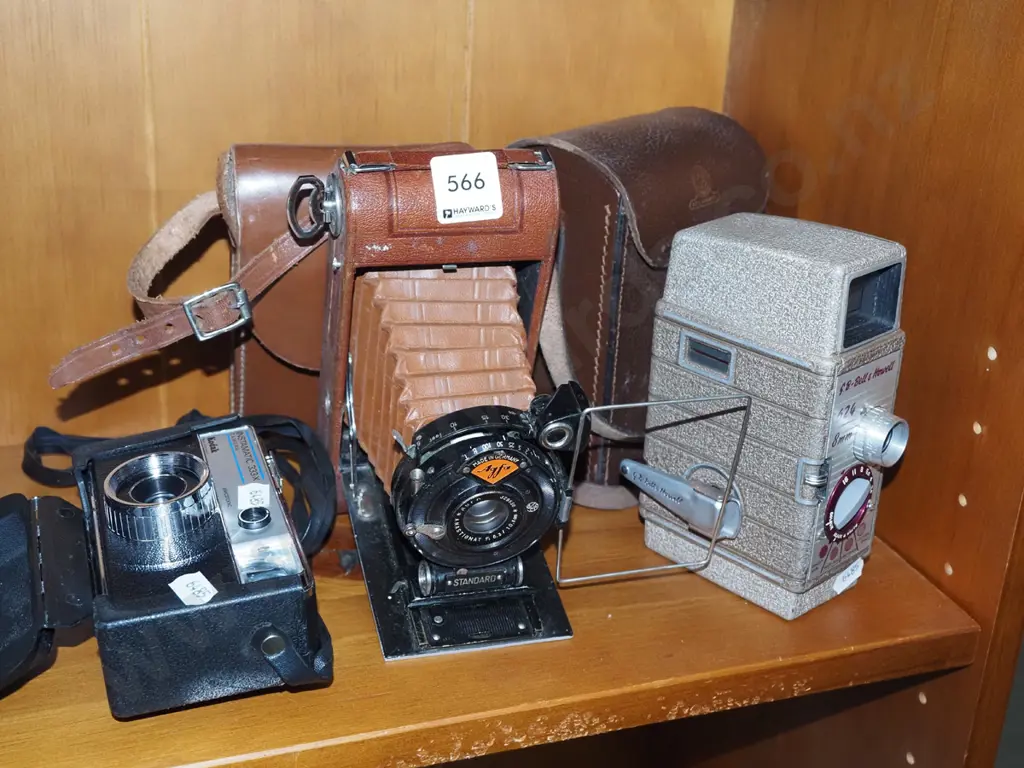 Kodak instamatic camera, Agfa concertina camera, Bell 8mm camera Image 1++
