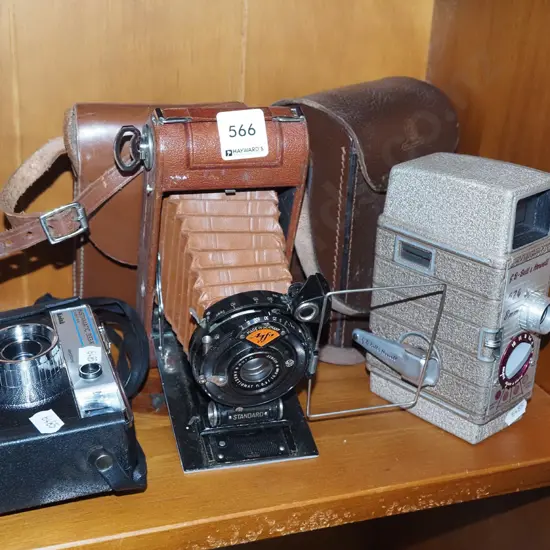 Kodak instamatic camera, Agfa concertina camera, Bell 8mm camera
