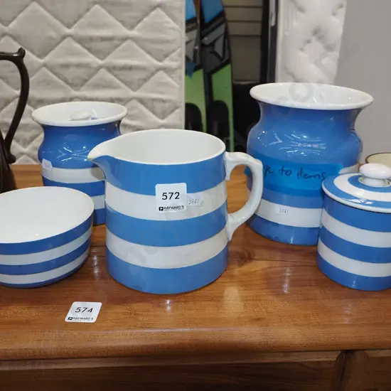 TG Green items; sugar bowl, jug etc - some chips, cracks, repairs