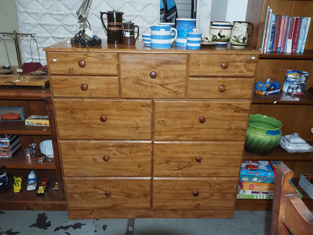 mdf faux wood veneer 11 drawer chest H1210 W1200 D410 Image 1++