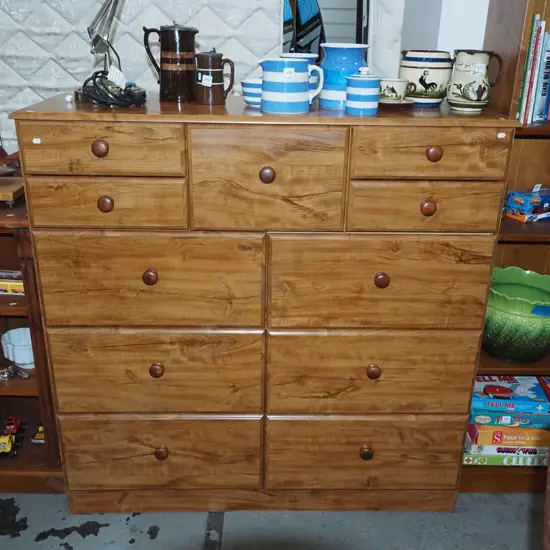 mdf faux wood veneer 11 drawer chest H1210 W1200 D410