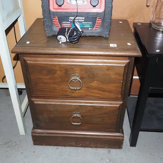 solid wood 2 drawer bedside cabinet - some scratches to top 