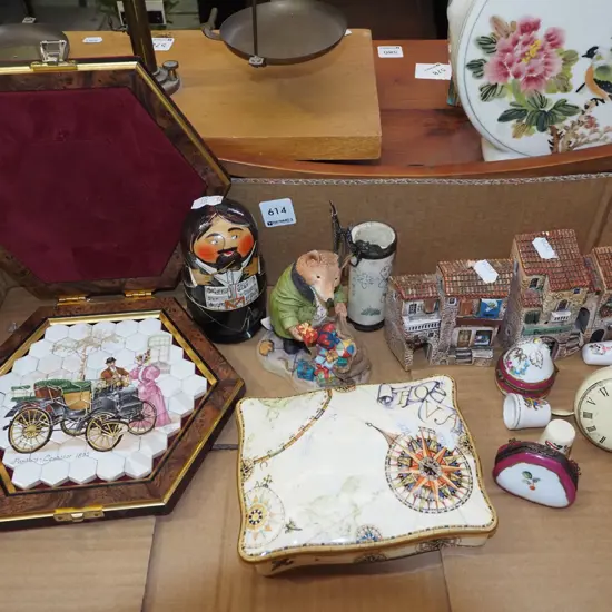 boxed Russian dolls, figurine, bike bell etc