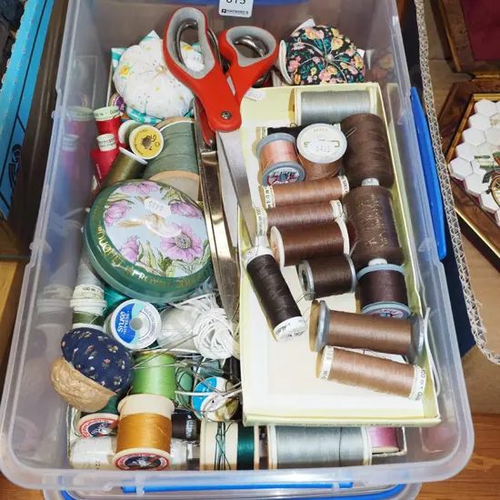 plastic Sistema container and sewing contents