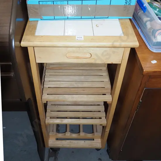 solid wood tile top single drawer kitchen shelves H860 W380 D380