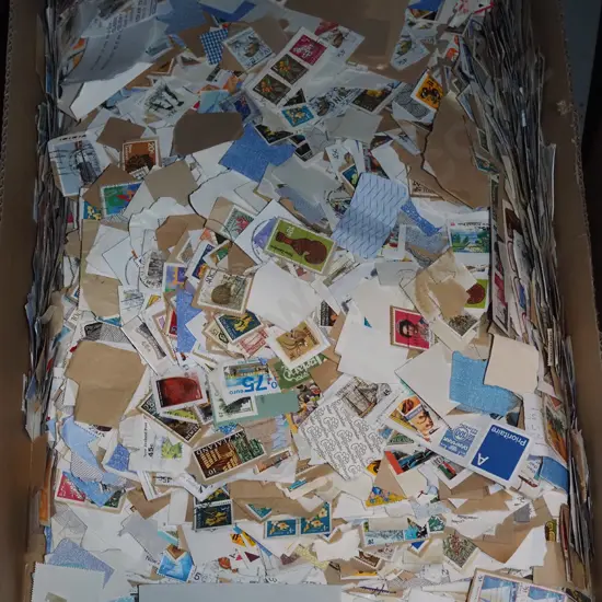 box of loose stamps