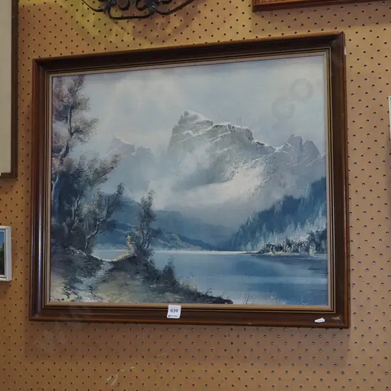 framed print- lake and mountain scene