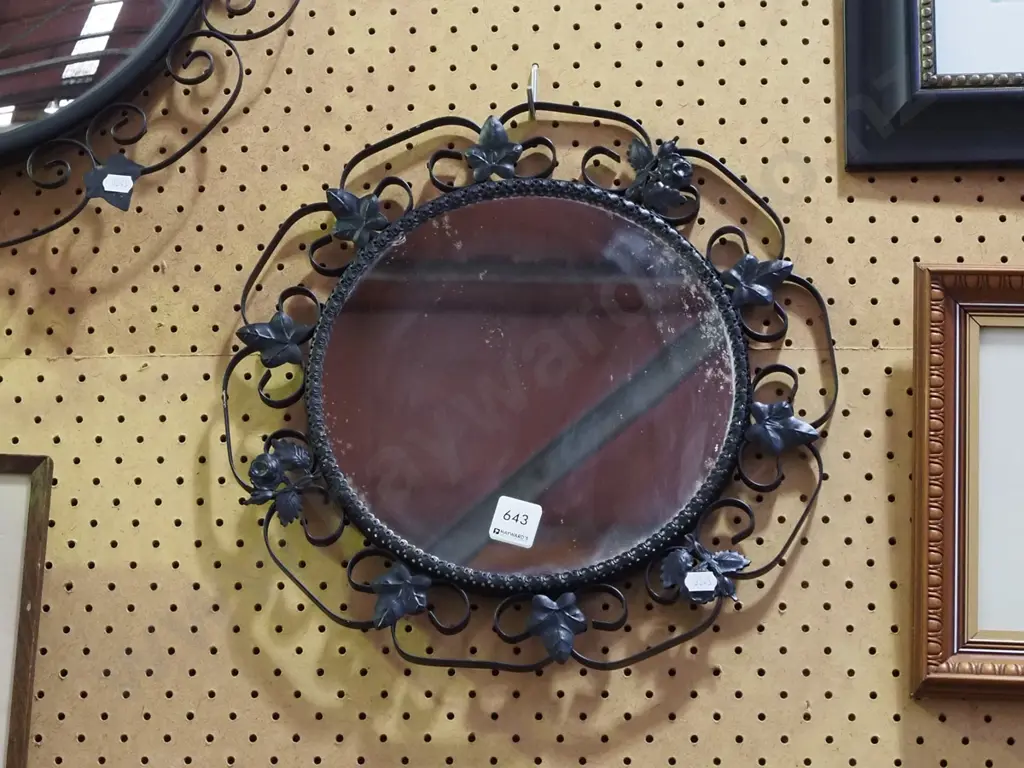 wrought metal circular wall mirror Image 1++