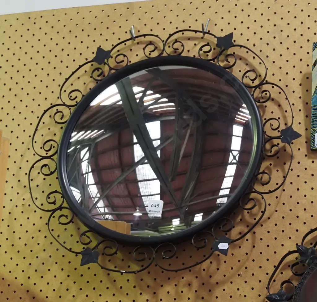 wrought metal circular wall mirror Image 1++