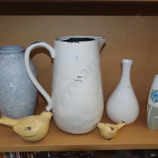 wash jug, vases, bird figurine Jug H320