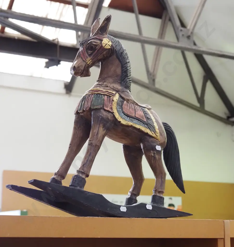 carved wood ornamental rocking horse H500 Image 1++