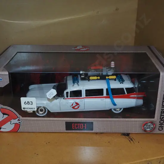 boxed as new diecast scale model of the Ghostbuster's car