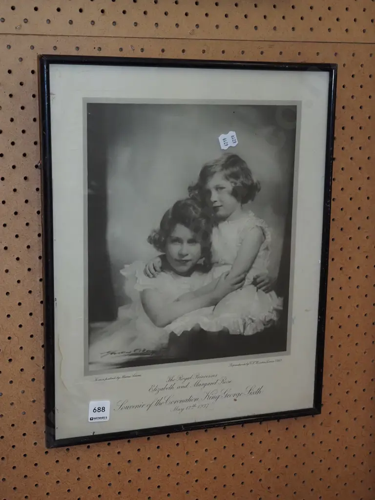 framed photo print - Princesses Margaret and Elizabeth - water damage Image 1++