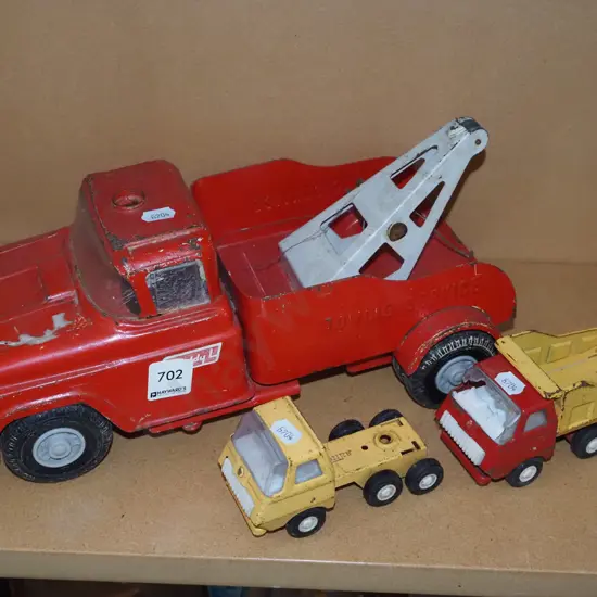 3x vintage toy trucks - some damage
