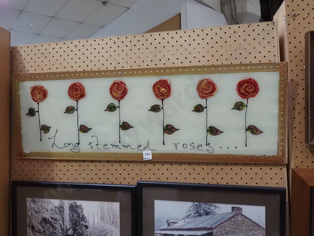 framed painting on glass - long stemmed roses Image 1++