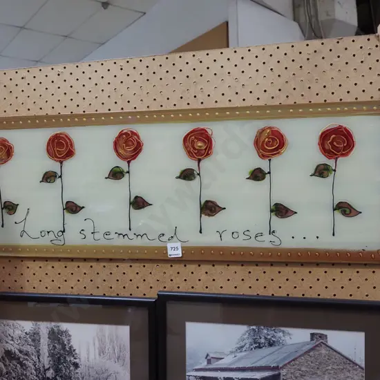 framed painting on glass - long stemmed roses