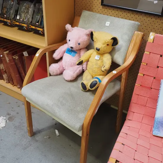 bent wood and upholstered reception chair