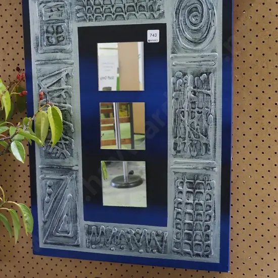 mixed media on canvas - abstract, tryptic mirror