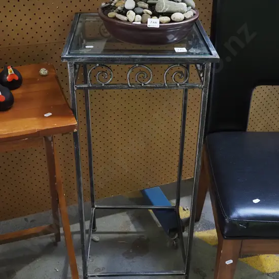 metal and chrome jardinieres stand H800 W340 D340