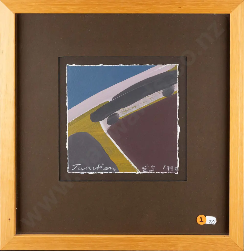Eion Stevens 1990 -- framed acrylic on paper "Junction" H-175 W-175 Image 1++