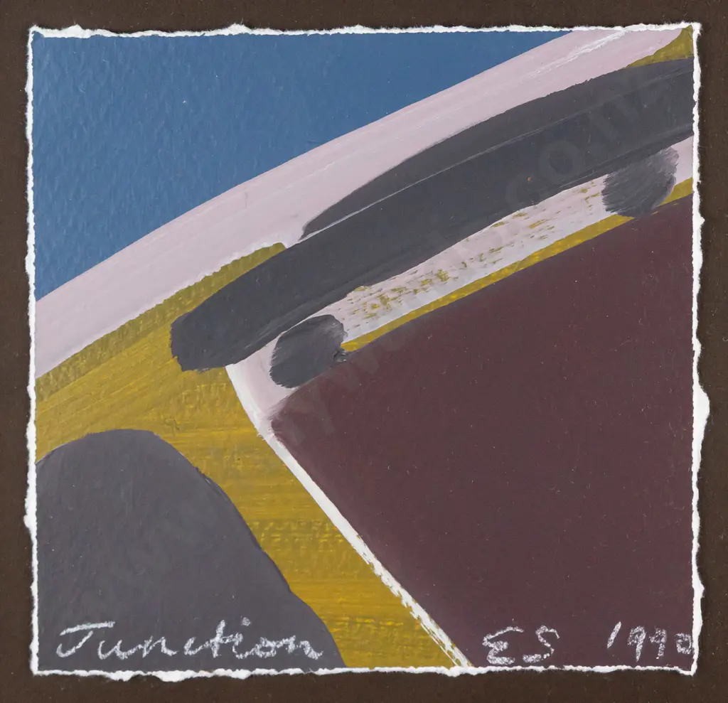 Eion Stevens 1990 -- framed acrylic on paper "Junction" H-175 W-175 Image 1++