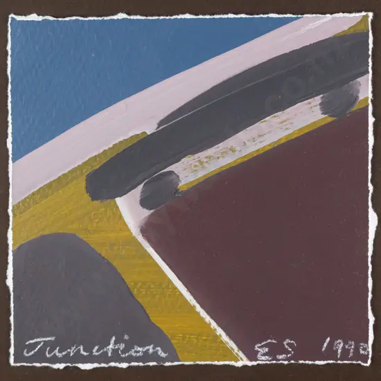 Eion Stevens 1990 -- framed acrylic on paper "Junction" H-175 W-175