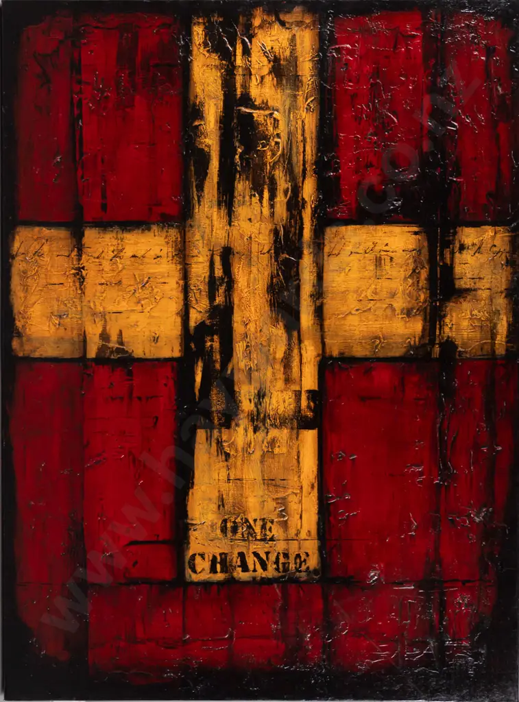 Isla Short -- acrylic & mixed media on stretched canvas "Large Cross" H-1010 W-760 Image 1++